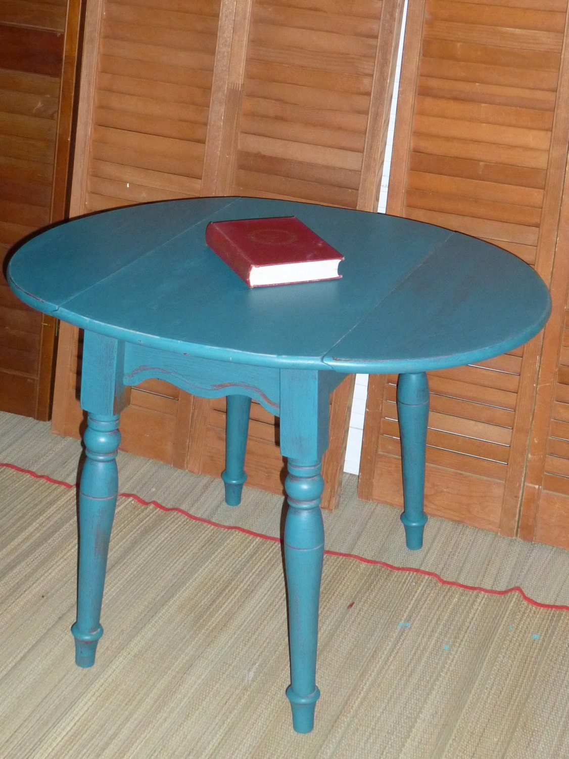 Farmhouse Dropleaf Accent Table Vintage Primitive Poppy Cottage