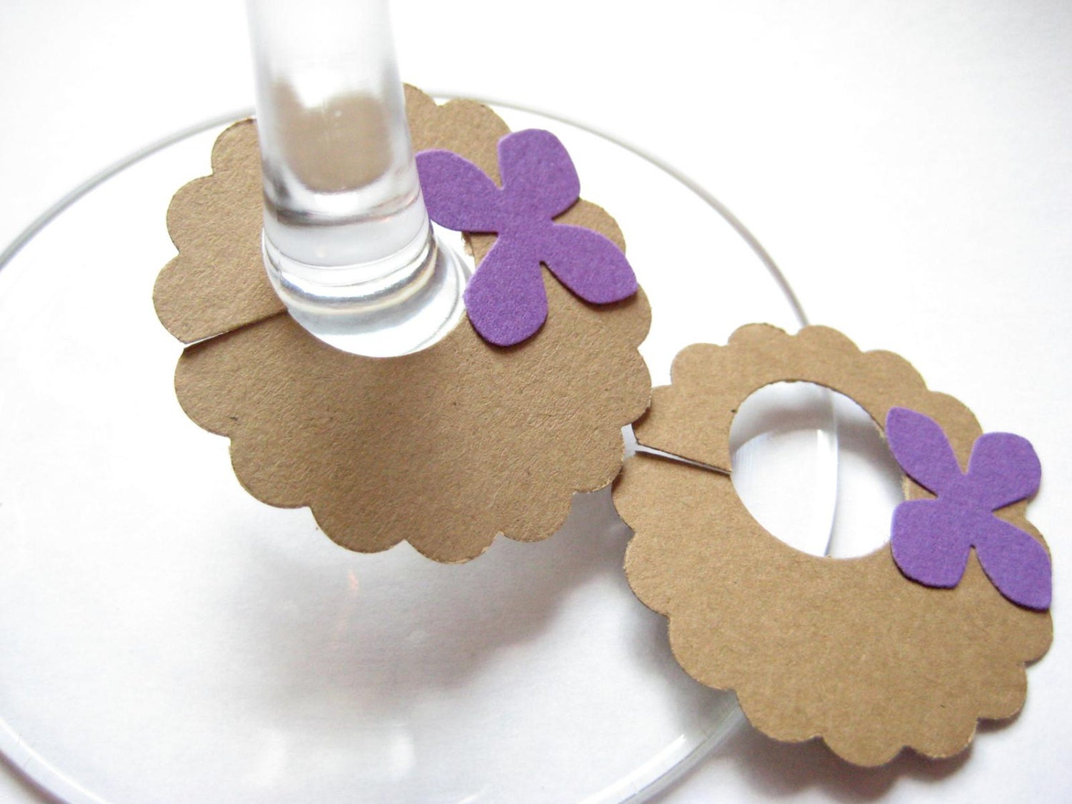 Flower Paper Wine Glass Tags, Charms, Markers