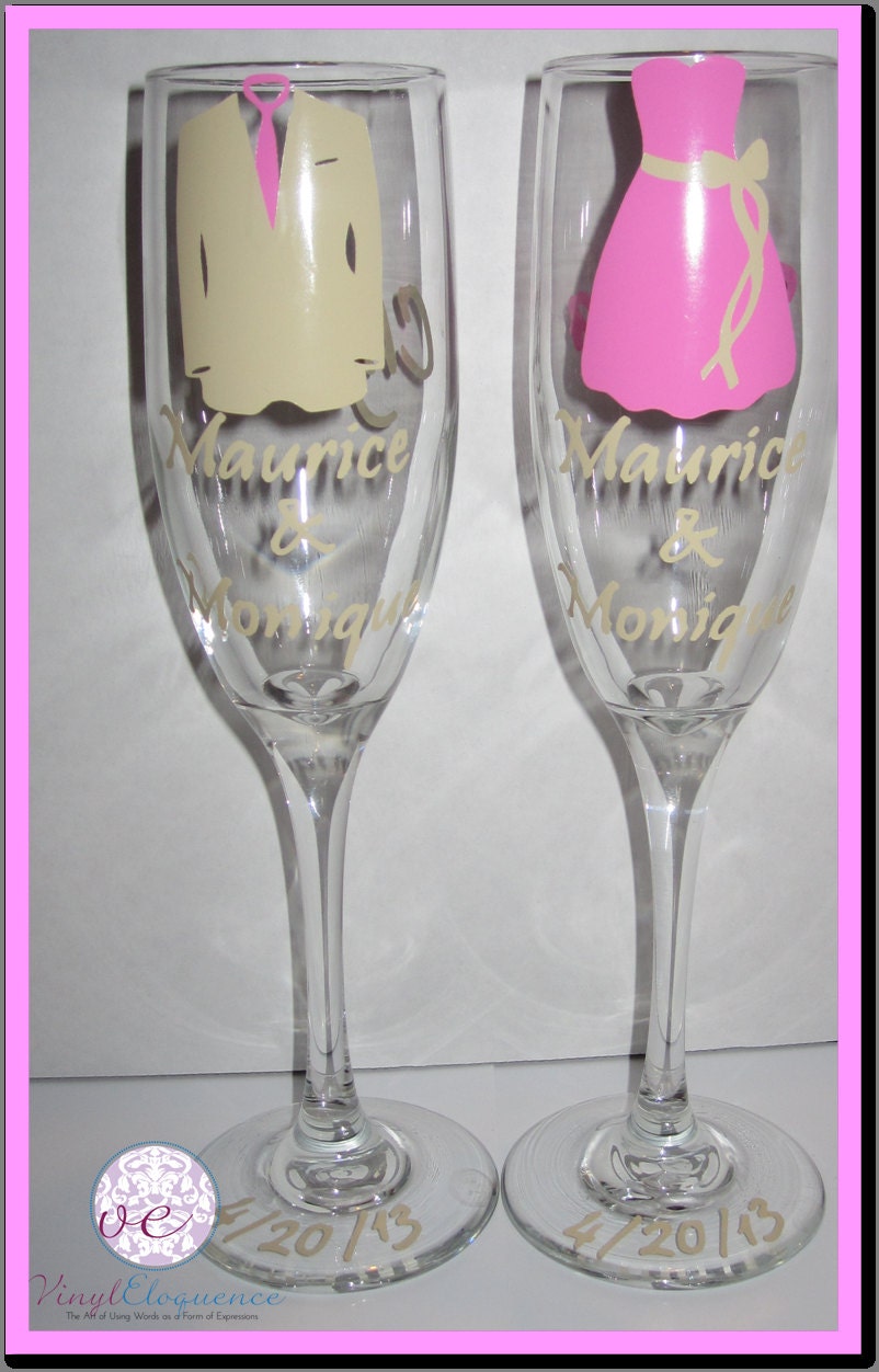 2 Personalized Champagne Flutes