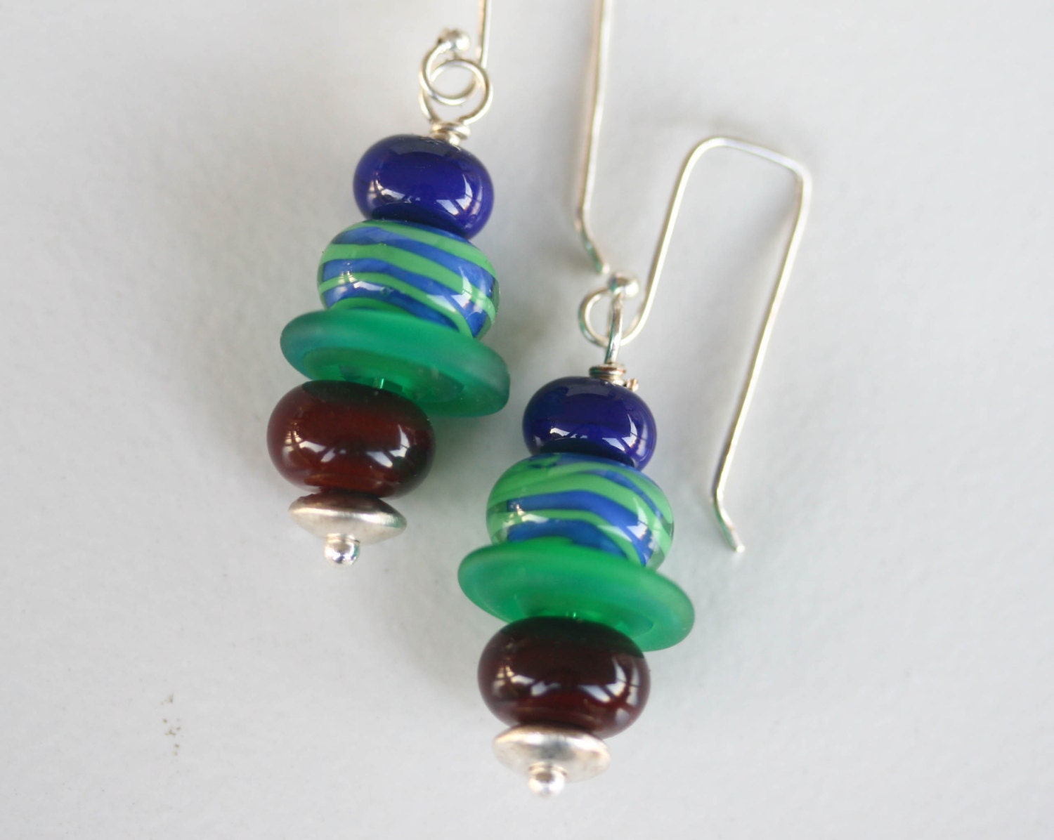 Swingers Artisan Lampwork sterling earrings Bright Fun