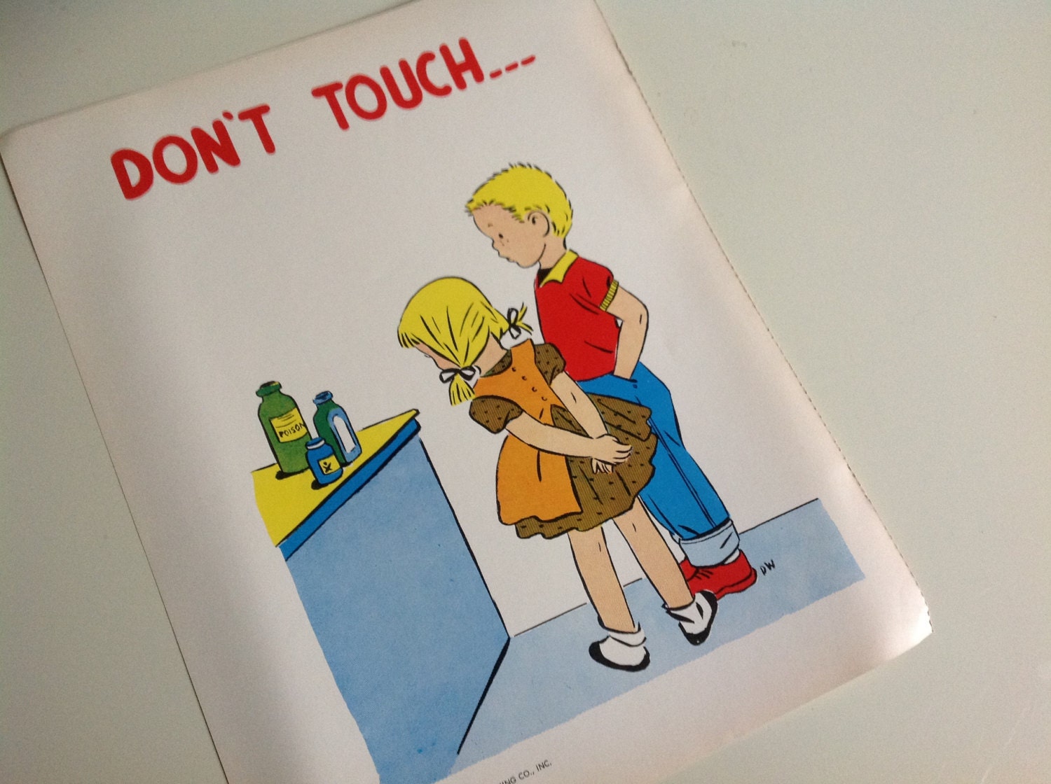 1960s Vintage School Mini Safety Poster. Don't Touch