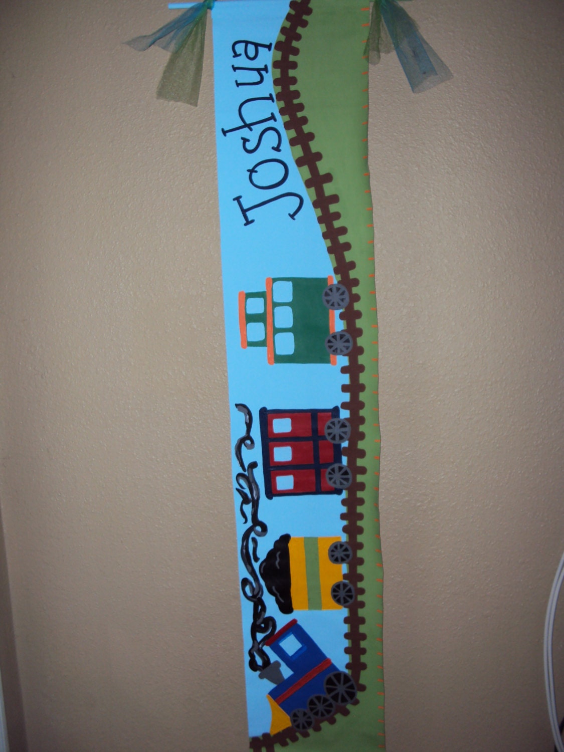 Hand Painted Train Growth Chart