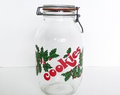 Vintage Christmas Cookies Glass Jar or Canister - 3 Liters