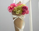 Rustic Kraft Paper Wedding Cone with Ivory Ribbon & Bow for Ceremony Aisle Decor, Chairs, Church Pew or Flower Girl Petal Basket Alternative