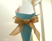 Natural Burlap Bow & Handle Custom Wedding Aisle Decor Hanging Vase in ANY COLOR for Pew Cone for Chairs, Pews or Flower Girl Basket