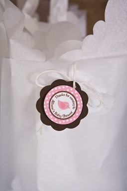 Little Birdie Favor Tags - Baby Shower Decorations - Baby Girl Thank You Tags in Pink and Brown (12)