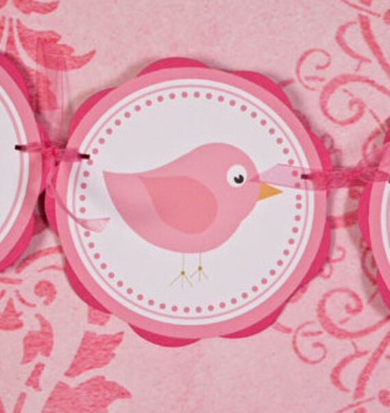 Birdie Themed ITS A GIRL Baby Shower Banner, Bird Baby Shower Decorations Hot & Light Pink Il_570xn