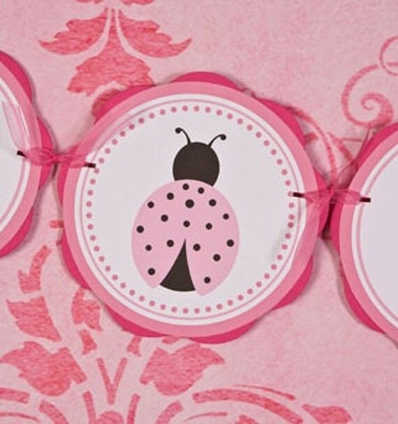 Ladybug Baby Shower Banner - IT'S A GIRL - Ladybug Theme Baby Shower Decorations in Light & Hot Pink Il_570xn