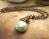Vintaj Brass & Czech Glass Picasso Wire Wrapped Necklace