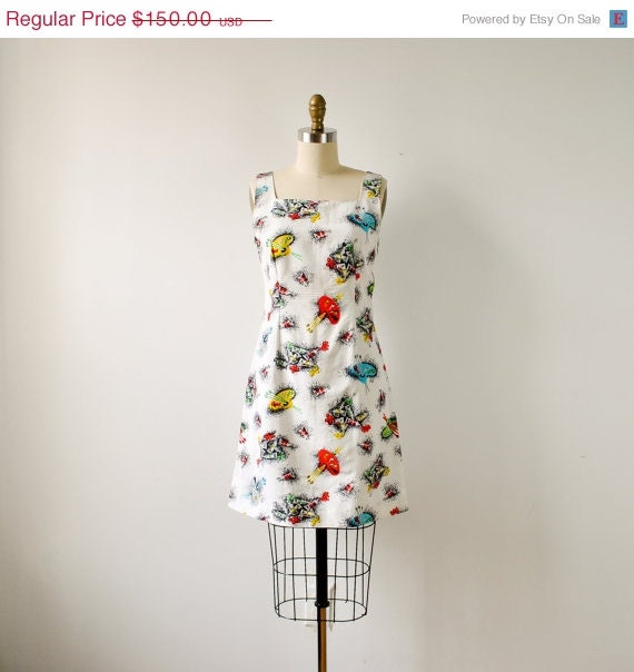 SHOP SALE / vintage 1960s mod painter patterned dress / perfect artist's dress / primary colors