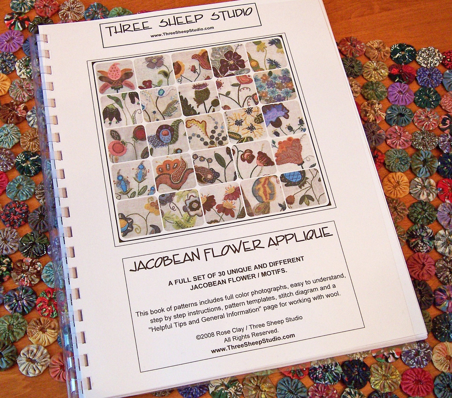 Jacobean Flower Pattern Book - 30 Original Designs For Wool Applique, Embroidery