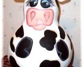 Wooden Toy COW Farm Animals - Waldorf chime doll wobble for Kids