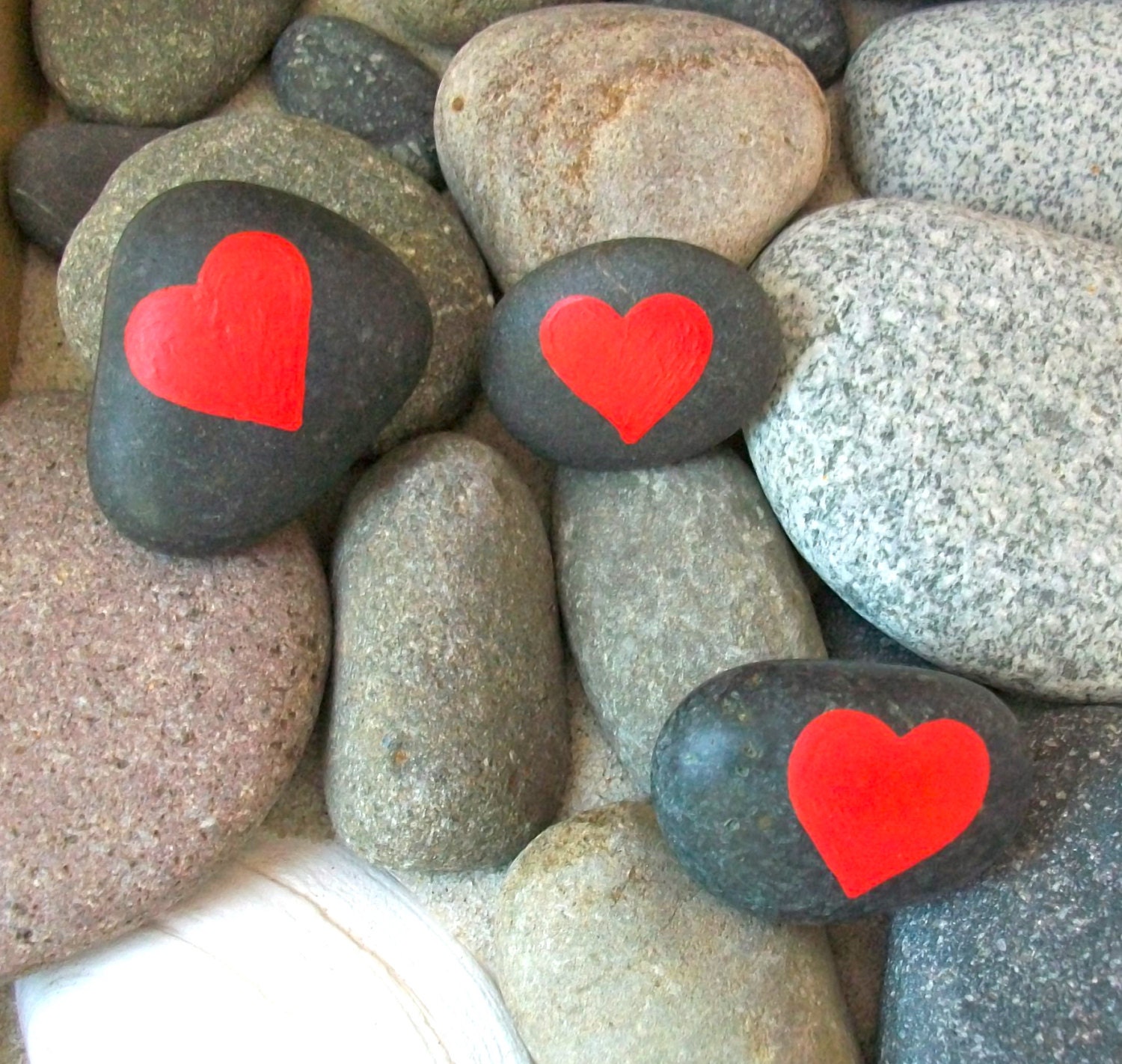 Set of 3 Heart River Rock Magnets