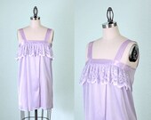 Purple Lace Ruffle Vintage Nightie - Small Medium