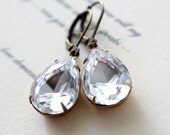 Diamond Jewel Earrings. Vintage Glass Jewel Earrings. Glam Earrings. Old Hollywood Bridal Jewelry. White Wedding. Divine