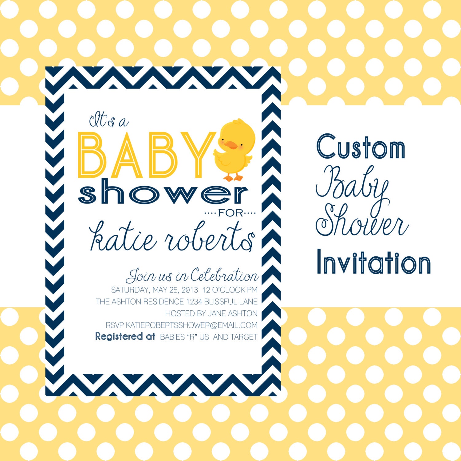 Baby Shower Custom Invitation with Duck