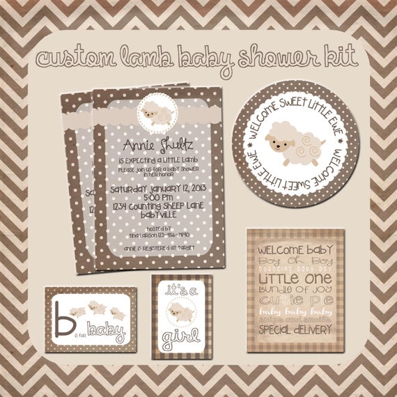 Custom Lamb Baby Shower Printable Kit Il_570xn