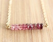 Memorial Day SALE Pink Ombre Necklace - Pink Tourmaline Necklace - 14K Gold Fill