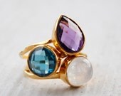 SALE 15 OFF Gemstone Stacking Rings - Set of Rings - You choose 3 - Gold & Silver Rings