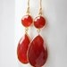 Gold Red Onyx Glamour Earrings - Red Carpet Glamour - Valentine's Day Gift