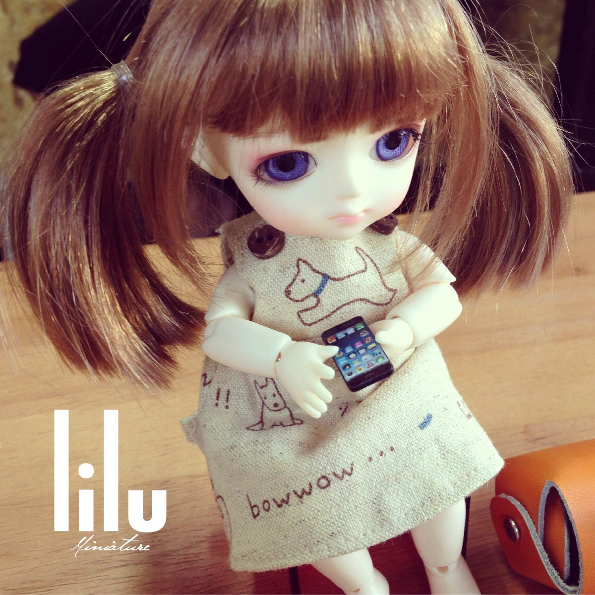 New Black iphone5 Miniature for Blythe Dal Puki Lati BJD Dolls.