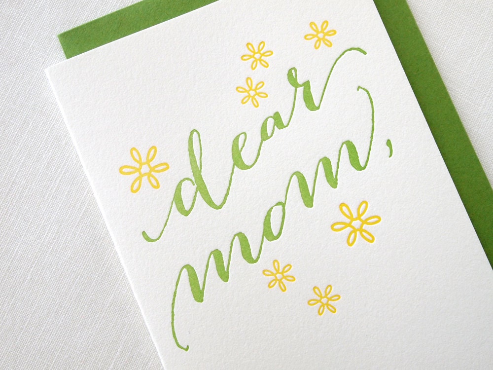 Letterpress Mother's Day Card - Dear Mom