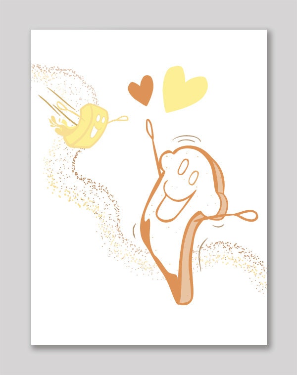 Butter and Toast Original Illustration 8.5 x 11 Print