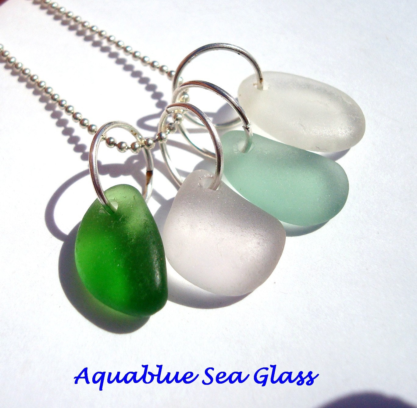 4 Drilled Sea Glass  Medium/Large  Charms Pale Blue  Lime  Free Shipping   (123)