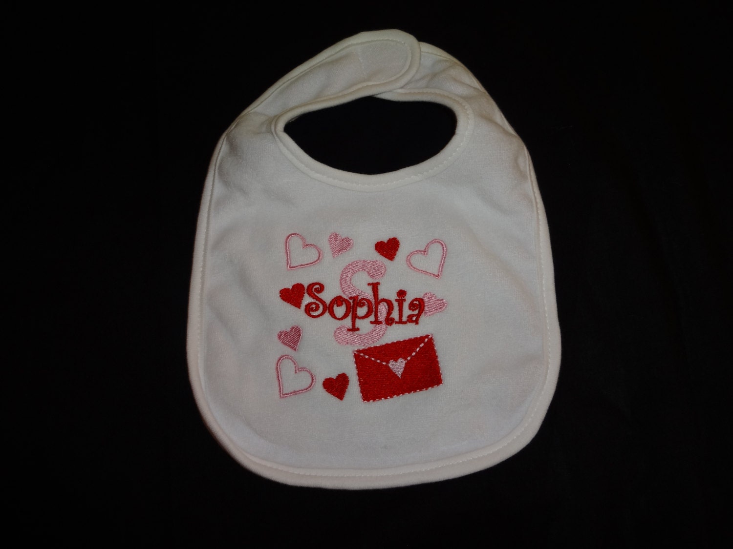 Personalized LOVE Letter Bib with hearts