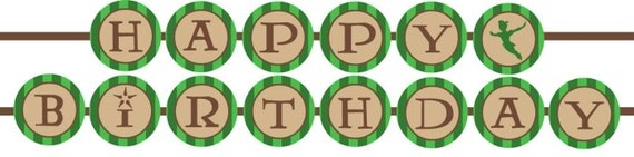 Pan & Tink Banner with Pan Spacer (pink, green, brown) - DIY Printable Il_570xn
