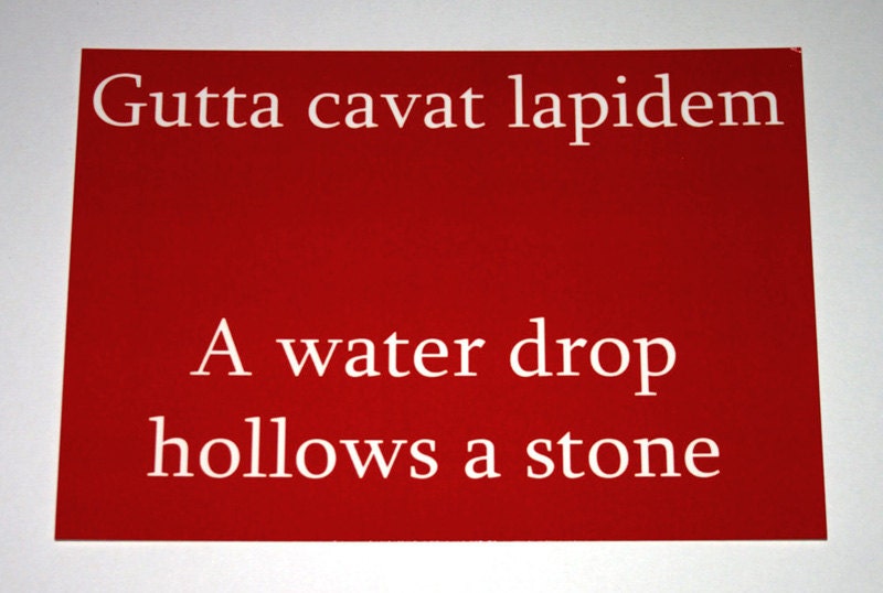 Water drop - red latin quote postcard