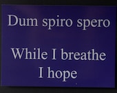 While I breathe - Blue latin quote postcard