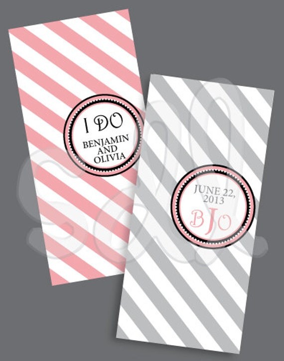 PRINTABLE PDF Miniature Chocolate Candy Bar Stripe Wedding Favor Labels Il_570xn