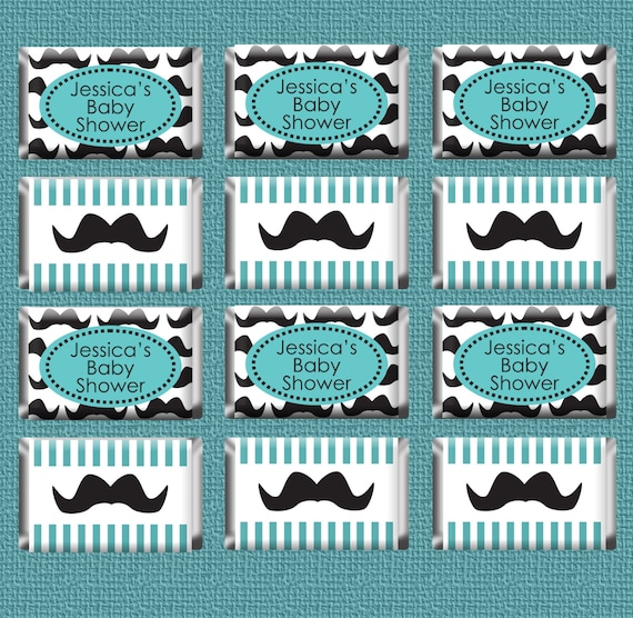 PRINTABLE PDF Mini Candy Bar Wrapper Personalized Mustache Theme Labels Il_570xn