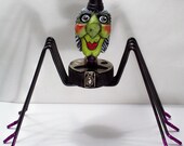 Halloween Witch Spider Hag Steampunk Wood Carving