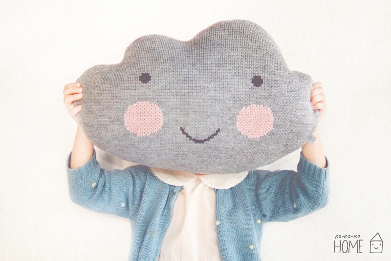 Knit Cloud Pillow :) LIGHT GRAY