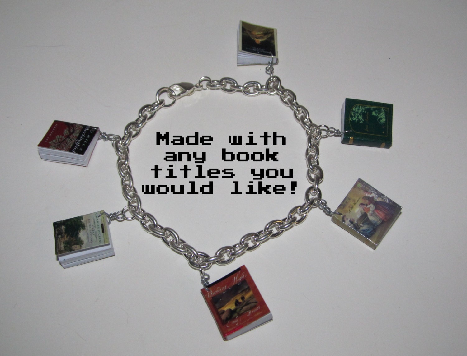 Custom Book charm bracelet created with up to 6 of your favorite book, graphic novel or manga titles/cover