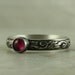 Silver Ruby Ring. Wild Leaves Band. Nature, Birthstone, Pink