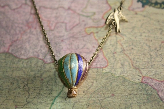 Hot Air Balloon Necklace - World Traveler - Steampunk