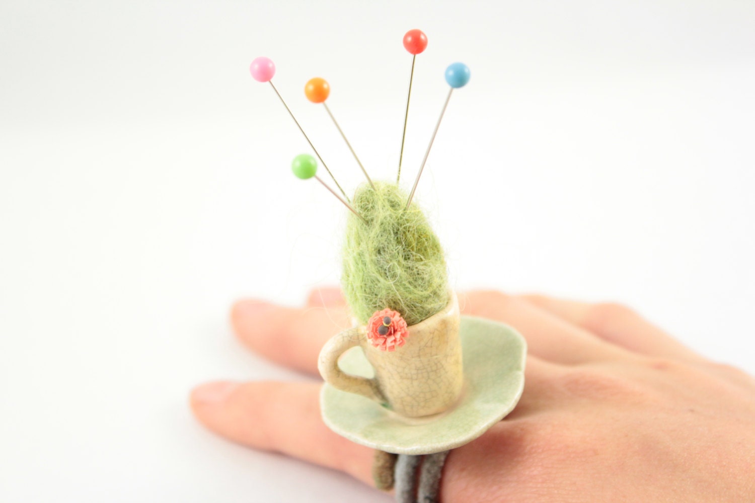 Garden Tea Party Pin Cushion Ring