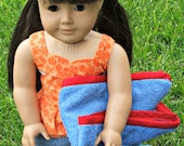 Blue Towel With Red Edging for American Girl and other Dolls