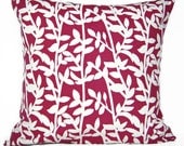 Magenta Leaves Pillow Cover Modern Geometric Designer Decorative Repurposed 18x18