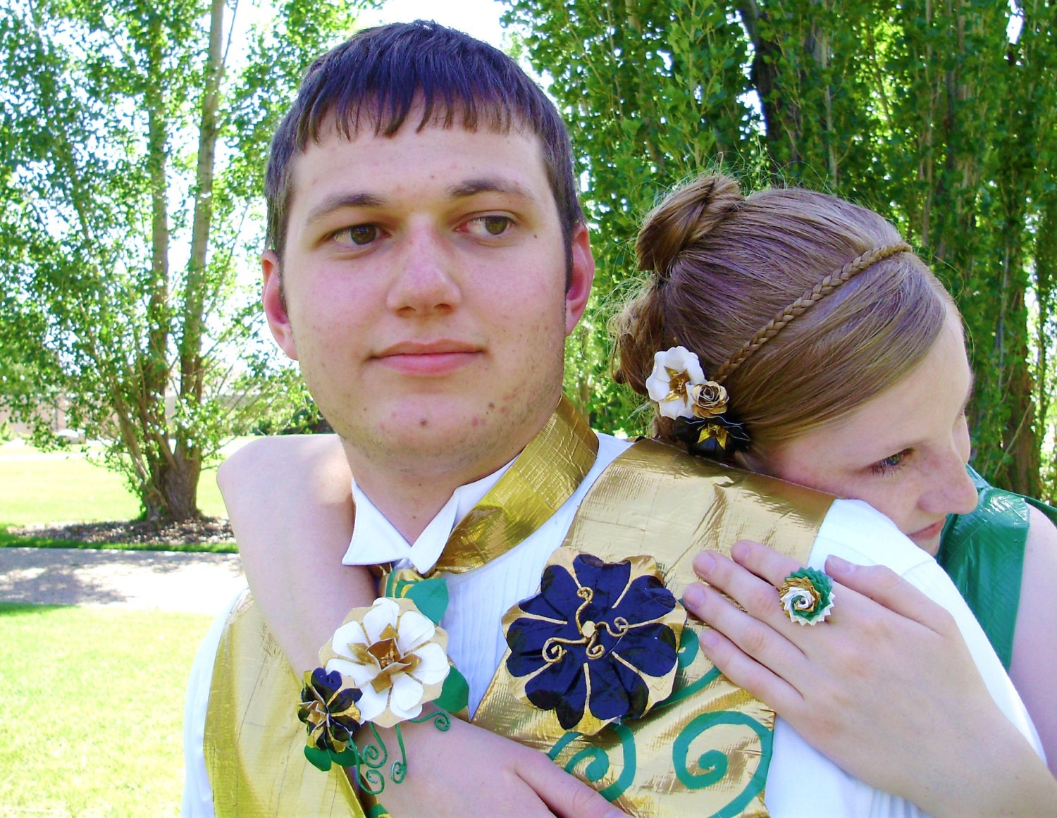 Custom Duct Tape Corsage and Boutonniere - Duck Tape Prom Accessories
