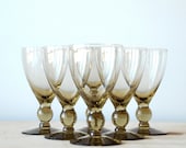 Vintage Smoked Glass Wine Glasses Cocktail Glasses Mid Century Modern Retro