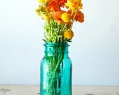 Vintage Ball Ideal Mason Jar - Bicentennial - Turquoise Blue Glass