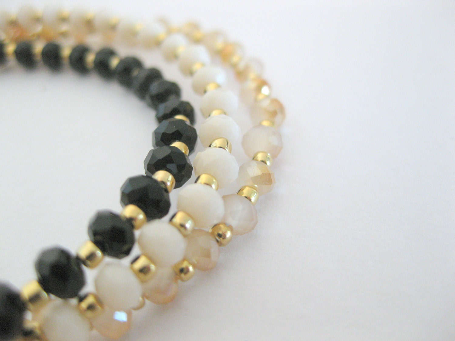 set of three czech crystal bead bracelets