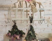 Painted Cottage Chic Shabby Farmhouse Pot Rack HD43