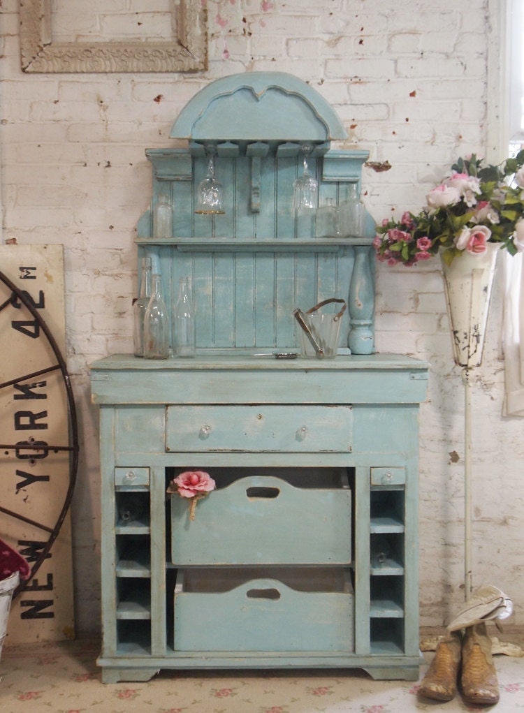 Painted Cottage Chic Shabby White Romantic French Farmhouse Wine Cabinet CC33