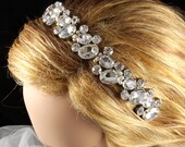 Anne - Wedding Crystal and Pearl Head Band, Wedding head piece, Bridal Side Tiara, Vintage, Victorian