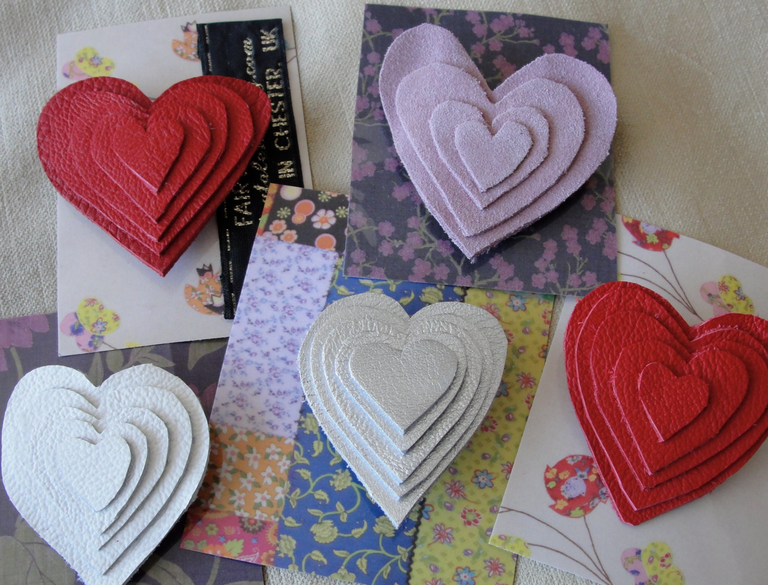 ECO HEART brooch pin by FAIRYTALE13 - your choice of colour - red, pink, silver, white - Up-cycled leather.